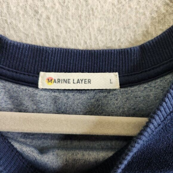 Marine Layer Sweatshirt Womens L Blue Velour Crew Neck Pullover Top Sweater - Picture 6 of 13